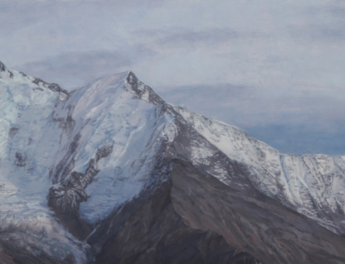 Last Light at Montblanc; Oil on Panel, 12×24 inches