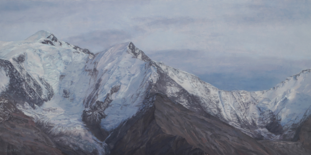 Last Light at Montblanc; Oil Painting